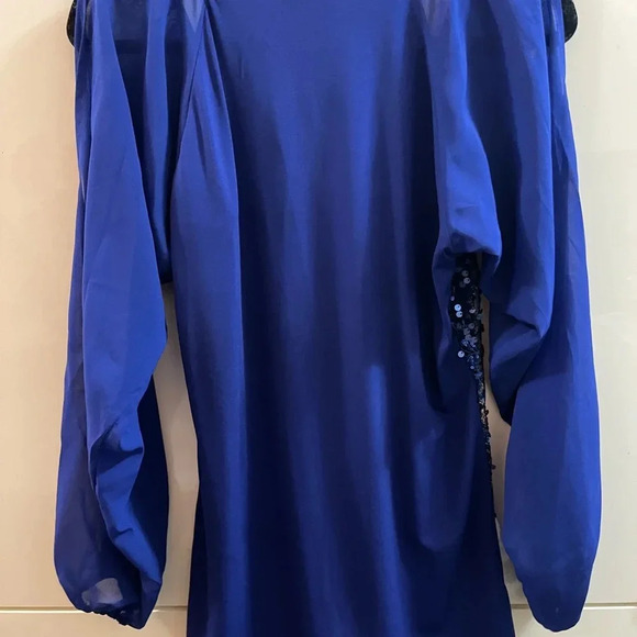 AMERICAN GLAMOUR BADGLEY MISCHKA blue sequins blouses top Sz XS - Picture 4 of 8